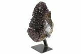 Unique Amethyst Crystal Cluster on Metal Stand - Uruguay #118170-3